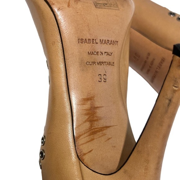 Isabel Marant Lelie Ghillies Leather Lace-Up Sandals in‎ Taupe size 39 US 8 - Picture 10 of 13